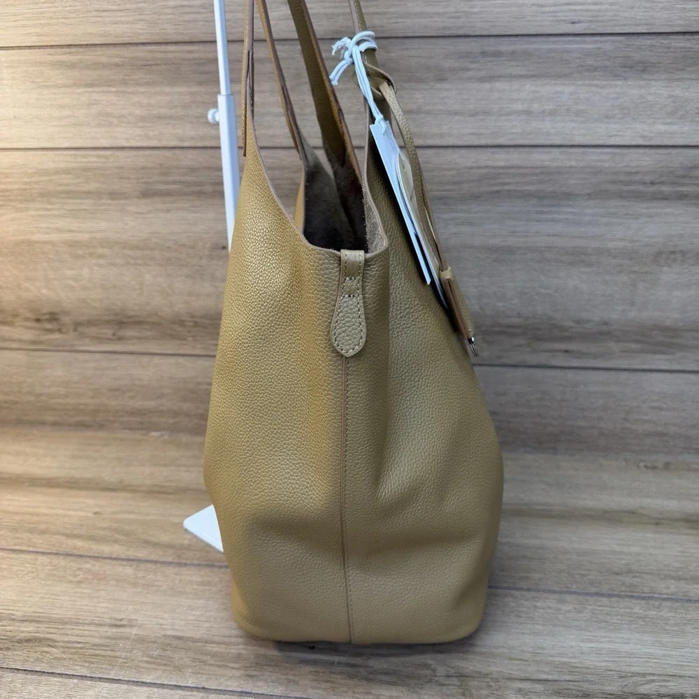 NWT Viola Castellani Tan Leather Hobo Bag Made in Italy Convertible Shopper Tote